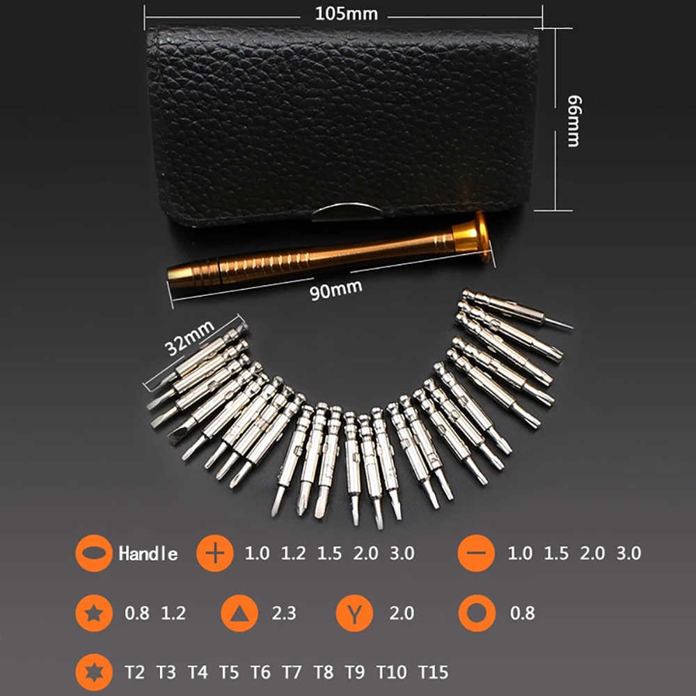 Ensemble de mini tournevis de précision 25 en 1, Kit d'outils de réparation d'ouverture Torx électronique pour iPhone, appareil photo, montre, tablette, PC, outils manuels, tournevis portable