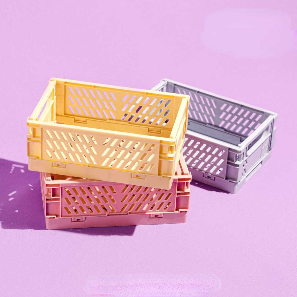 Opbergboxen bakken echome opvouwbare opslag krat vouwkand make -up make -up sieraden speelgoed dozen stapel schattig schattig voor opbergboxen organizer draagbaar p230324