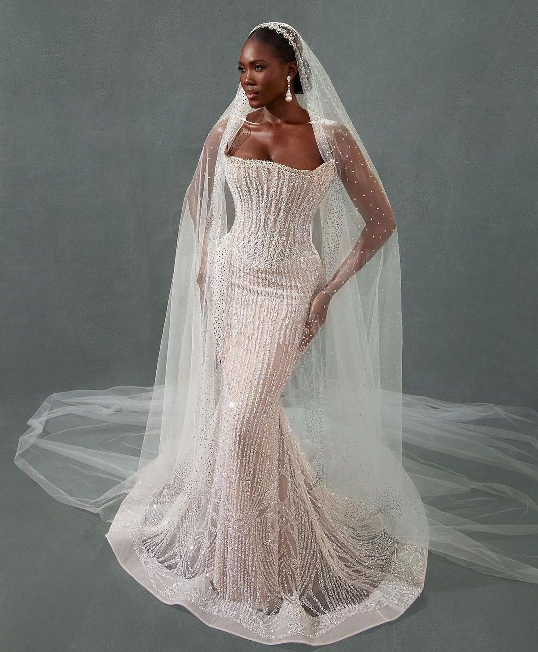 Элегантные русалочные свадебные платья рукавочные аппликации Batea