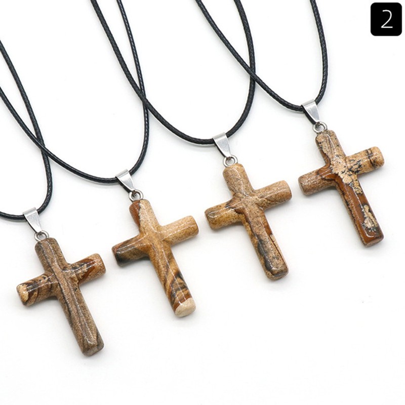 Cross Charm Natural Crystal подвесной ожерелье Рейки Агейт Карнелиан Розовый Кварце