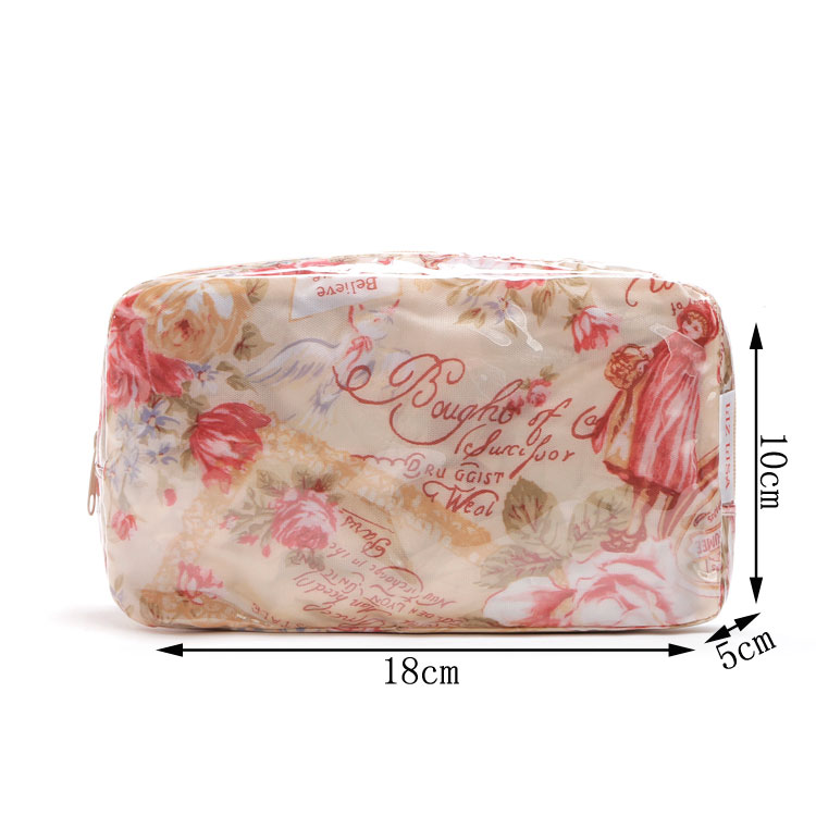 moda Pink Peony Flores Bolsa de almacenamiento Forma cuadrada Cremallera impermeable Famoso estuche cosmético de belleza Lujo 18x5x10cm Pequeño organizador de maquillaje con cremallera