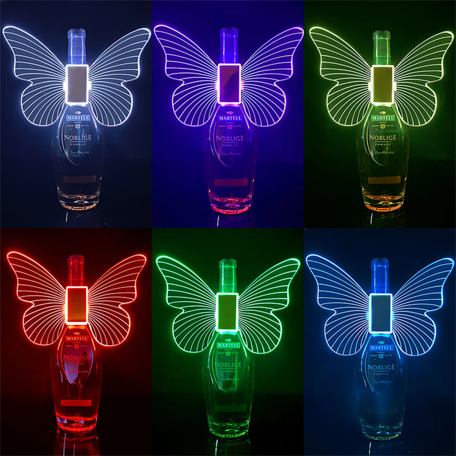 RGB Color LED stroboscope baton Buton Butterfly Wings Lampes champagne LED Sparkler Light Flash Stick Stick Service Bottle Topper Light