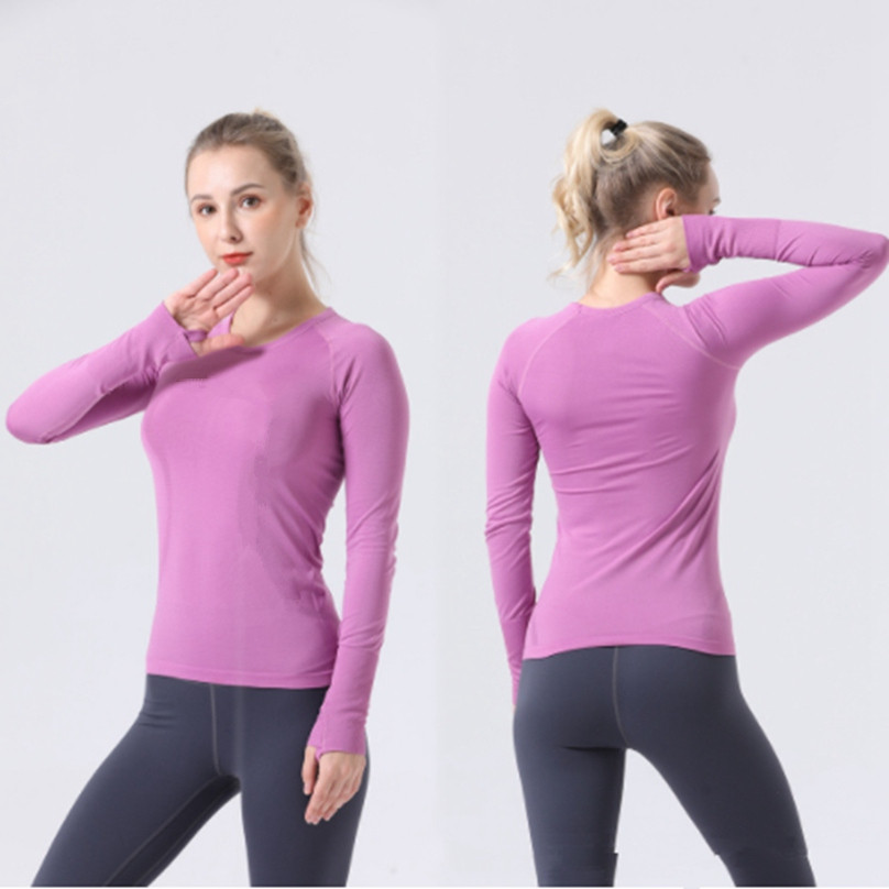 Женская свободная подгонка йога футболки в спортзале эластичный с длинным рукавом