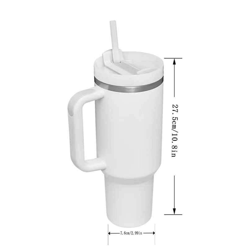 2.0 버전 40oz 텀블러 머그잔 이중 벽 스테인레스 스틸 진공 진공 절연 트래블 커피 컵 머그잔 대용량 스포츠 물병 손잡이 및 밀짚 뚜껑