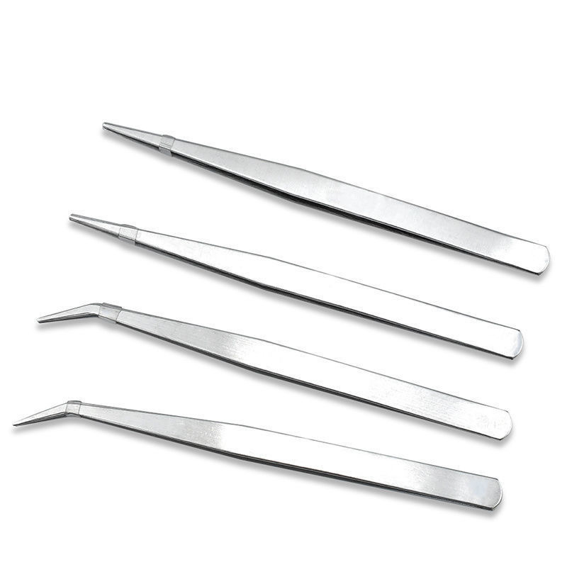 Factory price Stainless Steel Eyebrow Tweezers Straight Head / Curved Head Tweezers Nipper for Phone Repairment DIY Repair Tools