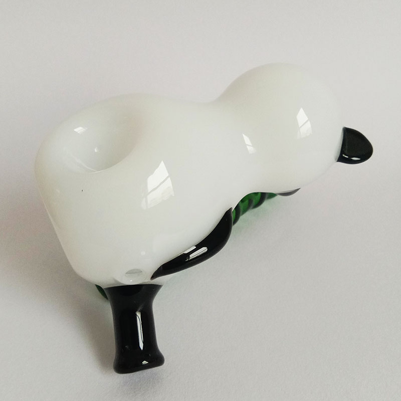 2023New Arrivée Assis Creative Panda Tuyaux À Main En Verre Brûleur À Tabac Fumer Rig Bong 11cm Hauteur