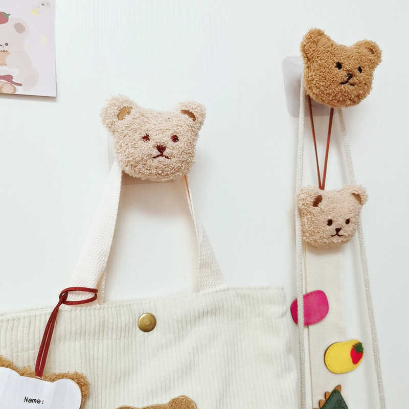 Ins bois ours clé sac patère multifonction décoration murale organisateur cintre crochet Animal en peluche couloir porte support de rangement crochet étagère