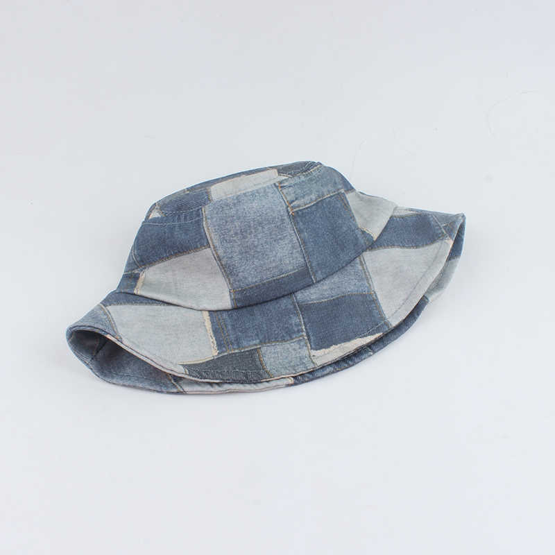 Breda brim hattar mode lapptäcke denim hink hatt kvinnor män vandrar fiske sol hat vår sommar vintage fiskare hatt gorro hip hop p230311