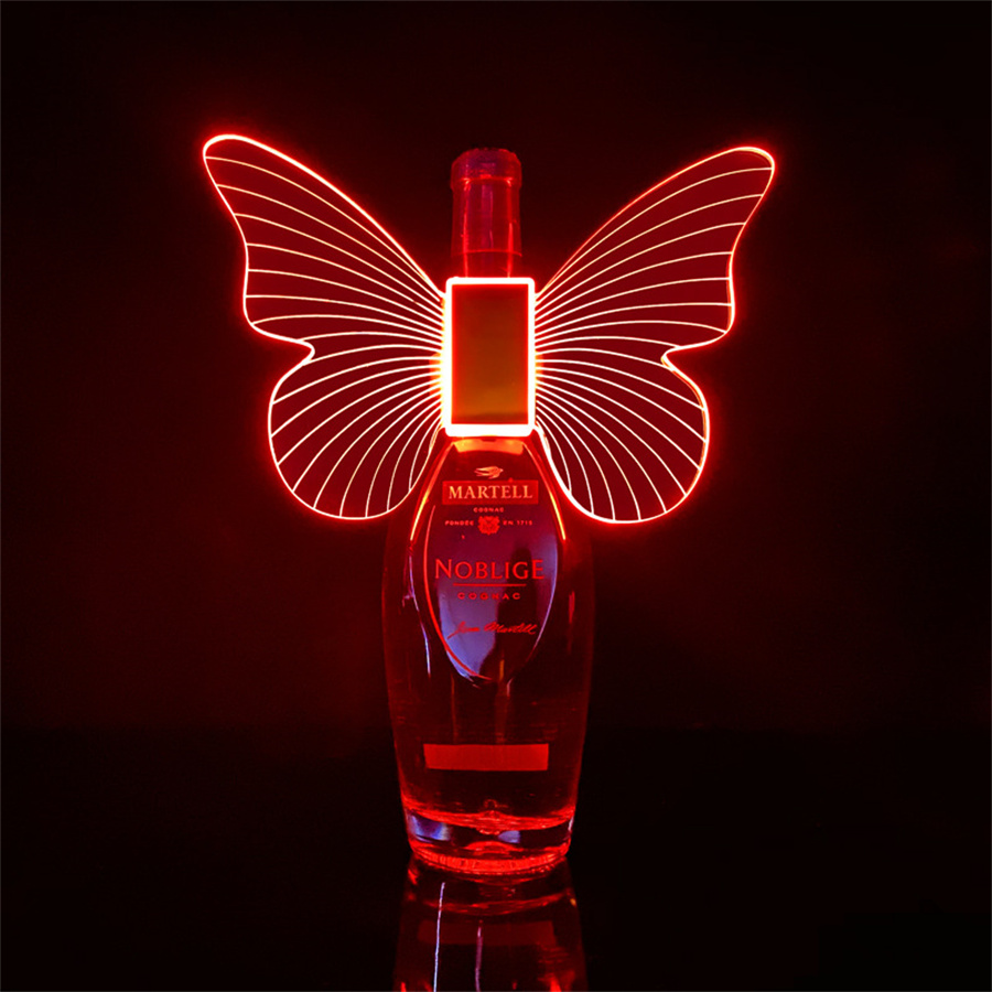 RGB Color LED stroboscope baton Buton Butterfly Wings Lampes champagne LED Sparkler Light Flash Stick Stick Service Bottle Topper Light