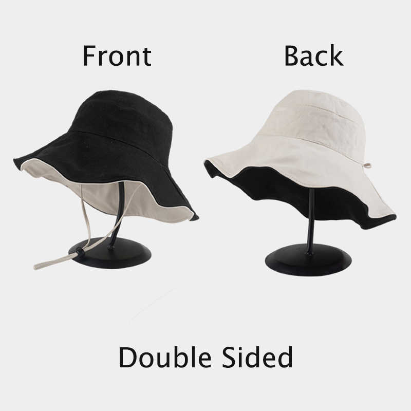 Wide Brim Hats Double-sided Foldable Bucket Hat for Women Girls Summer Sun Hat Fisherman Visor Cap Anti-UV Wide Brim Sunscreen Hats Cotton Caps P230327