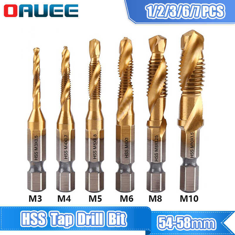 1/2/3/Tap Drill Bit Hex Shank Titanium Plated HSS Screw Thread Machine Compound M3 M4 M5 M6 M8 M10 Hand Tools