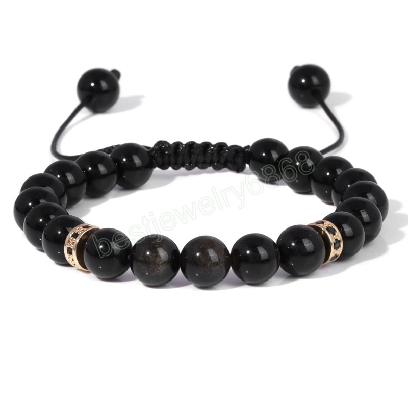 8 mm zwarte onyx kralen kralen armbanden voor vrouwen mannen verstelbare tijger eye natuursteen gevlochten armband vintage sieraden homme