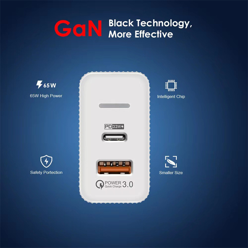 GaN 65W USB C Ladegerät PD Typ C Handy Wandladegerät für iPad Xiaomi Samsung iPhone 14 2 Ports Telefon Ladegerät Adapter Netzteil mit Box