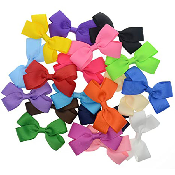 40st småbarn Girls Ribbon Bows for Hair 2.4 -tums bow -bulkpaket 20 par småbarnsbågar Kontrast 3D Twisted Leaf Bow Bow