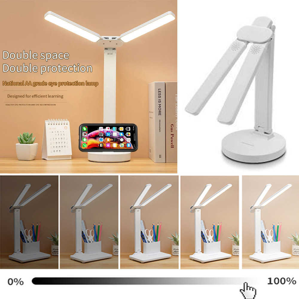 Lampade da scrivania LED LAMPADA DAVANTE DABILE DOPPIO LUCI LED BATTERE LAMPAGNO DELLA TABELLA CONTRO CON LA LUMI DI PROTEZIONE DELL'ACCOLTA USB la casa/Office P230412