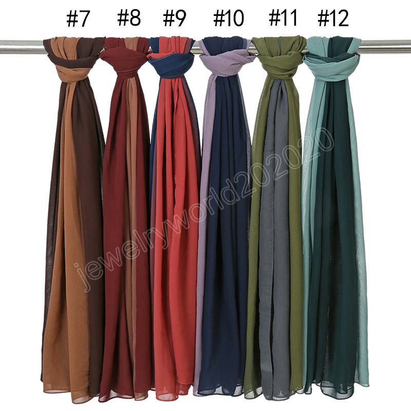 Moda ombre chiffon lenço hijab luxuoso lenço islâmico lenço muçulmano Malásia feminino popular gradiente longo xale