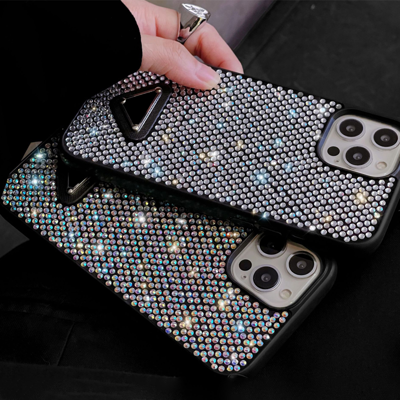 Luksusowy trójkąt P Paski do telefonów komórkowych dla iPhone 14 14plus 14pro 13 13pro 12 Pro Max 11 Clear Glitter Ren Stone Case Bling Shiney Cover iPhone14 848d