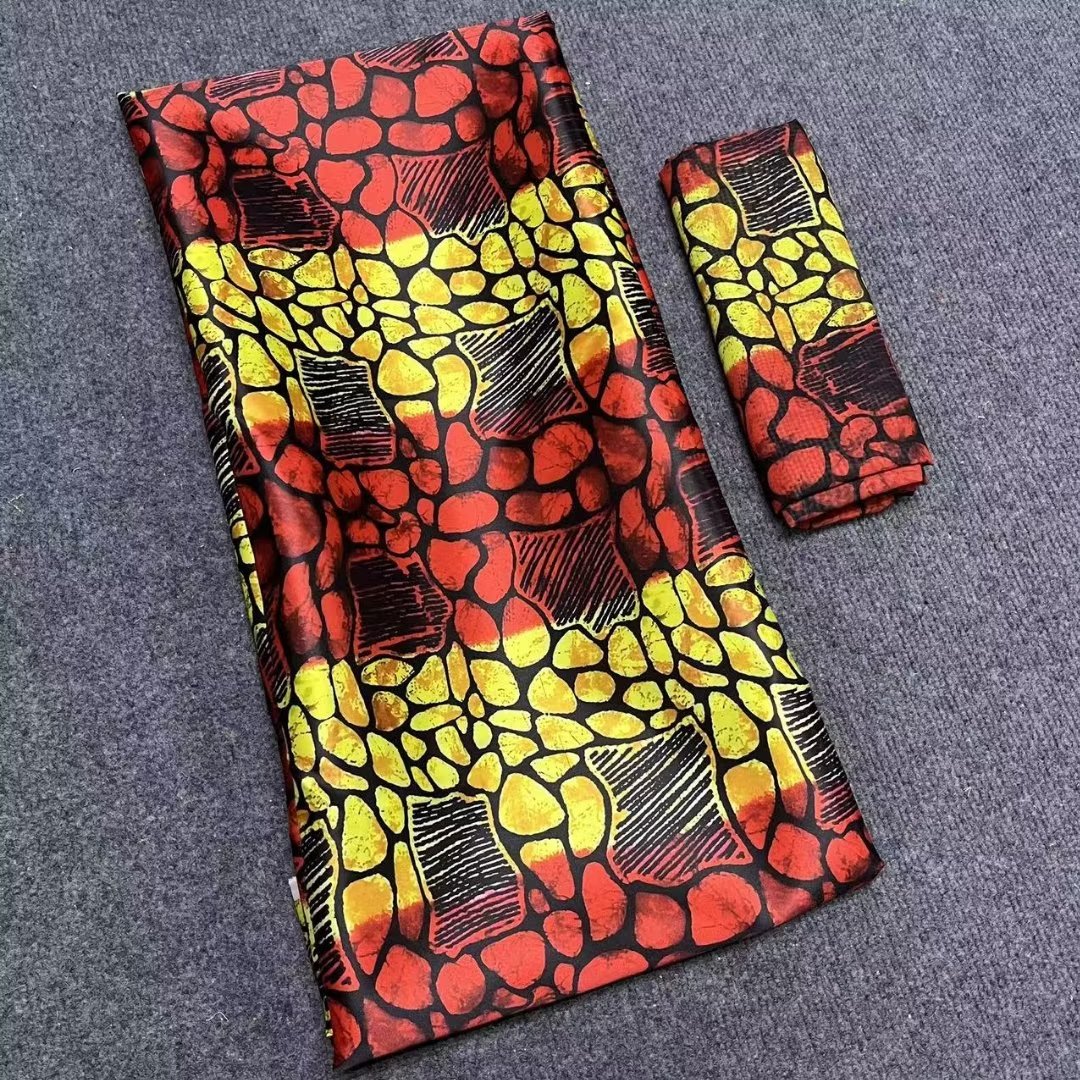 Tessuto di seta chiffon multicolore alla moda tessuto di seta stampato fiore pizzo morbido africano in raso vestire LS21,4 iarde e 2 iarde.