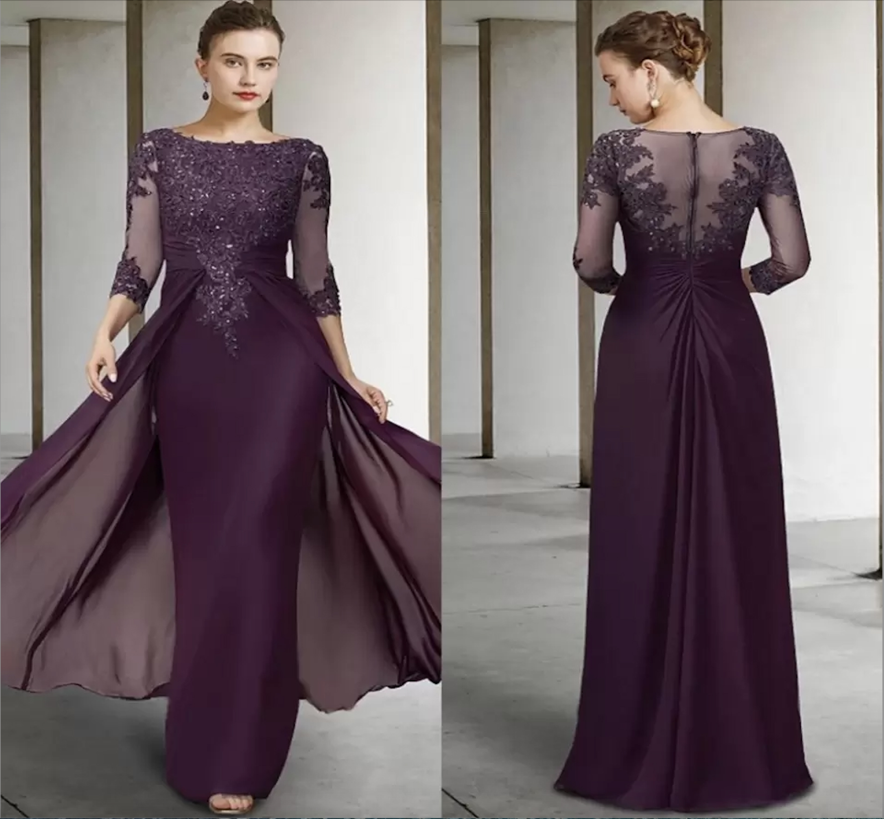 2023 Purple Vintage Purple Mãe de Vestido de Noiva Apliques de Lanteia