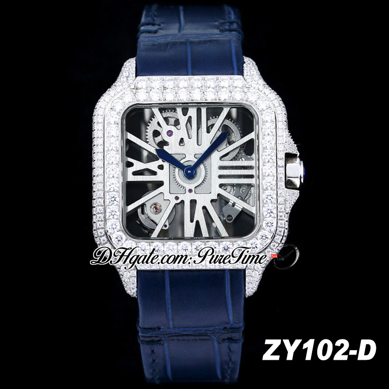 Tom Holland Dumont Schweizer Ronda Quarz Herren Watch asphaltiert Diamanten WHSA0007 VOLLSTÄNDIG EISCHE DIAMOND DIAMOND COSE