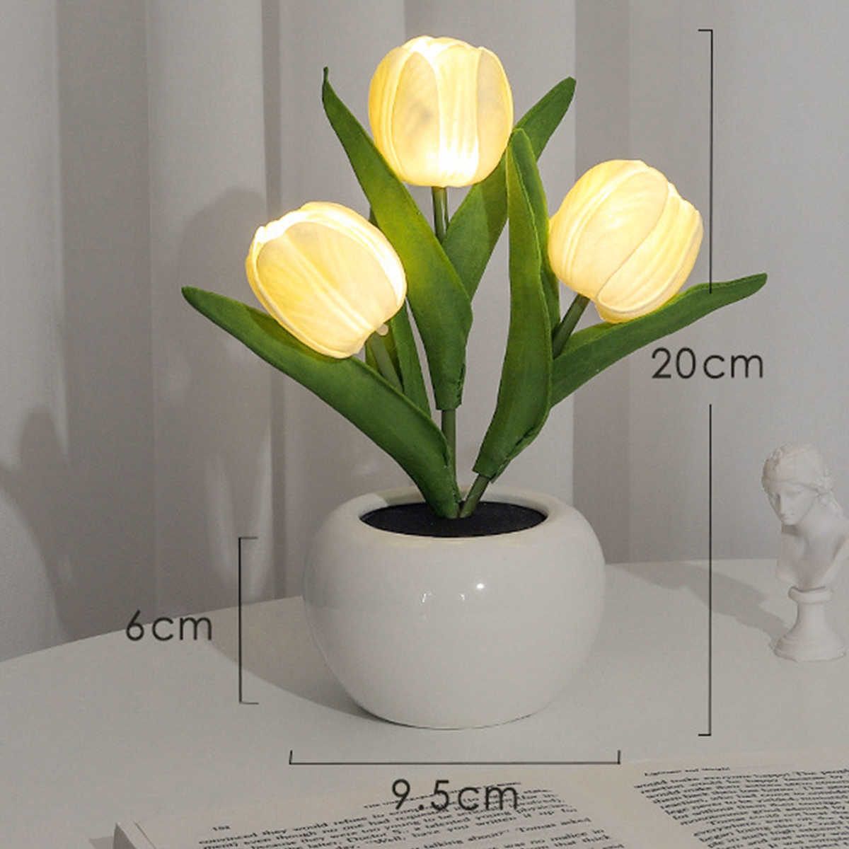 Nattljus 2023 LED Tulip Lamp Night Simulation Flower Lamp Atmosphere Night Light With Pot Nightlights Tulpan Tabell Lamp Room Decor P230325