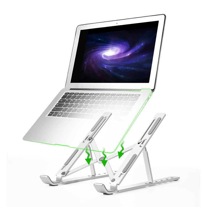 Aluminum alloy computer desktop 6-speed height adjustment Laptop holders cooling folding portable storage base suitable for all sizes of laptop