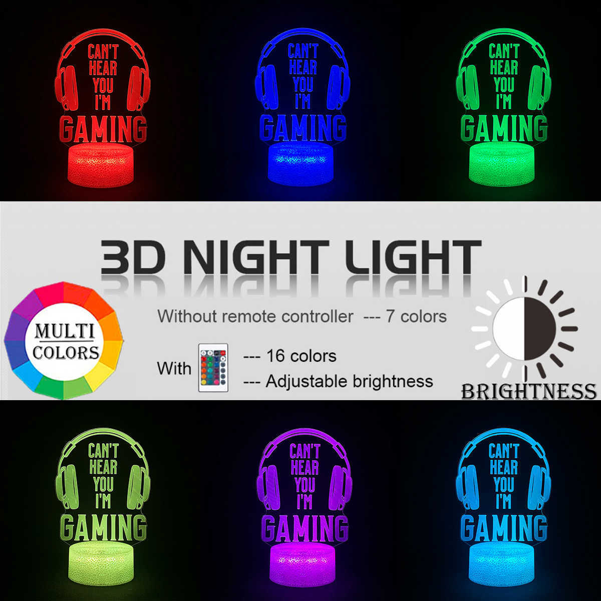 Luci notturne 3D LED Gaming Setup Lampada RGB Lampada da sala da gioco Decorazione Lampada da tavolo a luce notturna alimentata tramite USB decorazioni la camera da letto Luci natalizie P230325