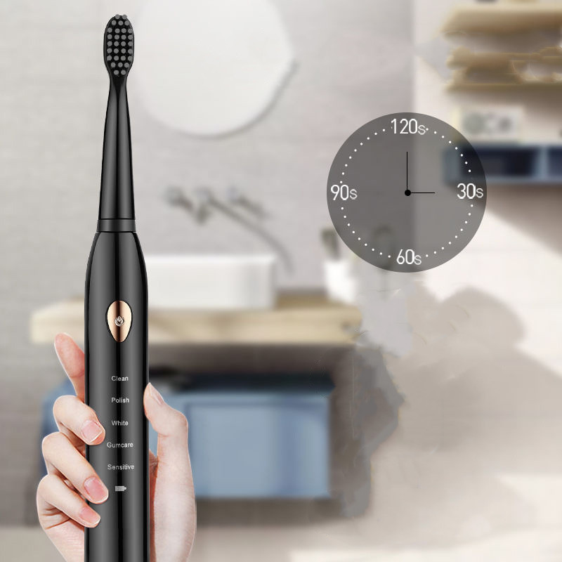 Ultrasone sonische elektrische tandenborstel oplaadbare tandenborstels 2 minuten timer tanden borstel met 4 stks vervangende koppen dhl gratis