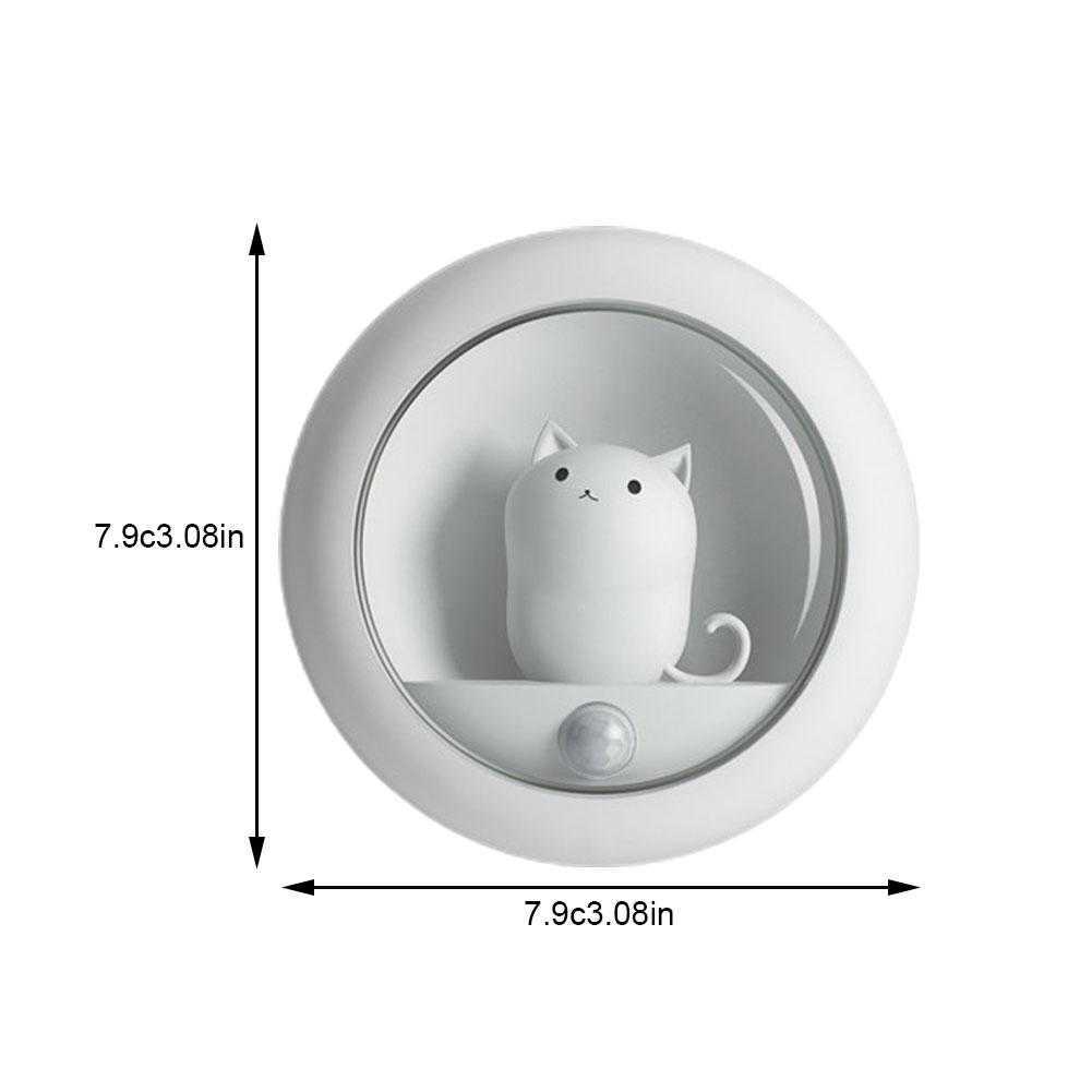 Nachtlichten Cartoon Cat Motion Sensor Night Lights LED USB Oplaadbare garderobe Kast Lamp Slaapkamer Desktop Infrarood Sensor Licht P230325