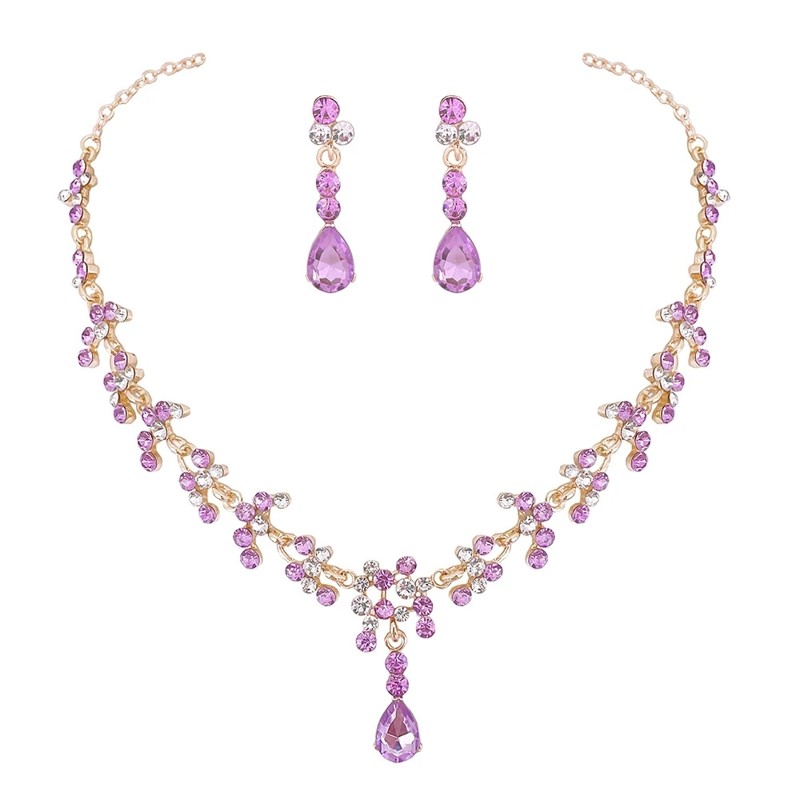 Elegante luxe hemelsblauw Crystal Rhinestone Crown sieraden Sets Choker ketting oorbellen tiara sieraden bruiloft accessoires
