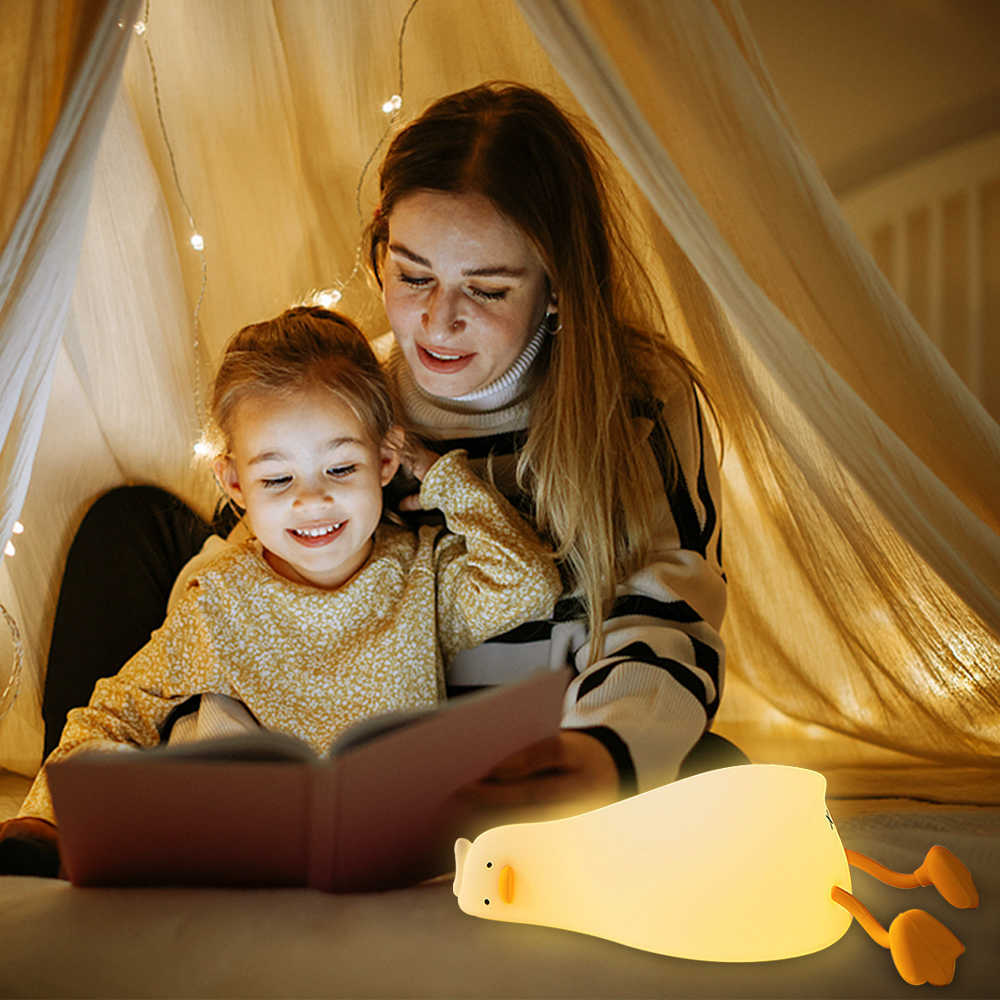 Luces de noche Led Niños Luz de noche Recargable Silicona Squishy Pato Lámpara Niño Regalo de vacaciones Dormir Dormitorio creativo Lámpara de decoración de escritorio P230325