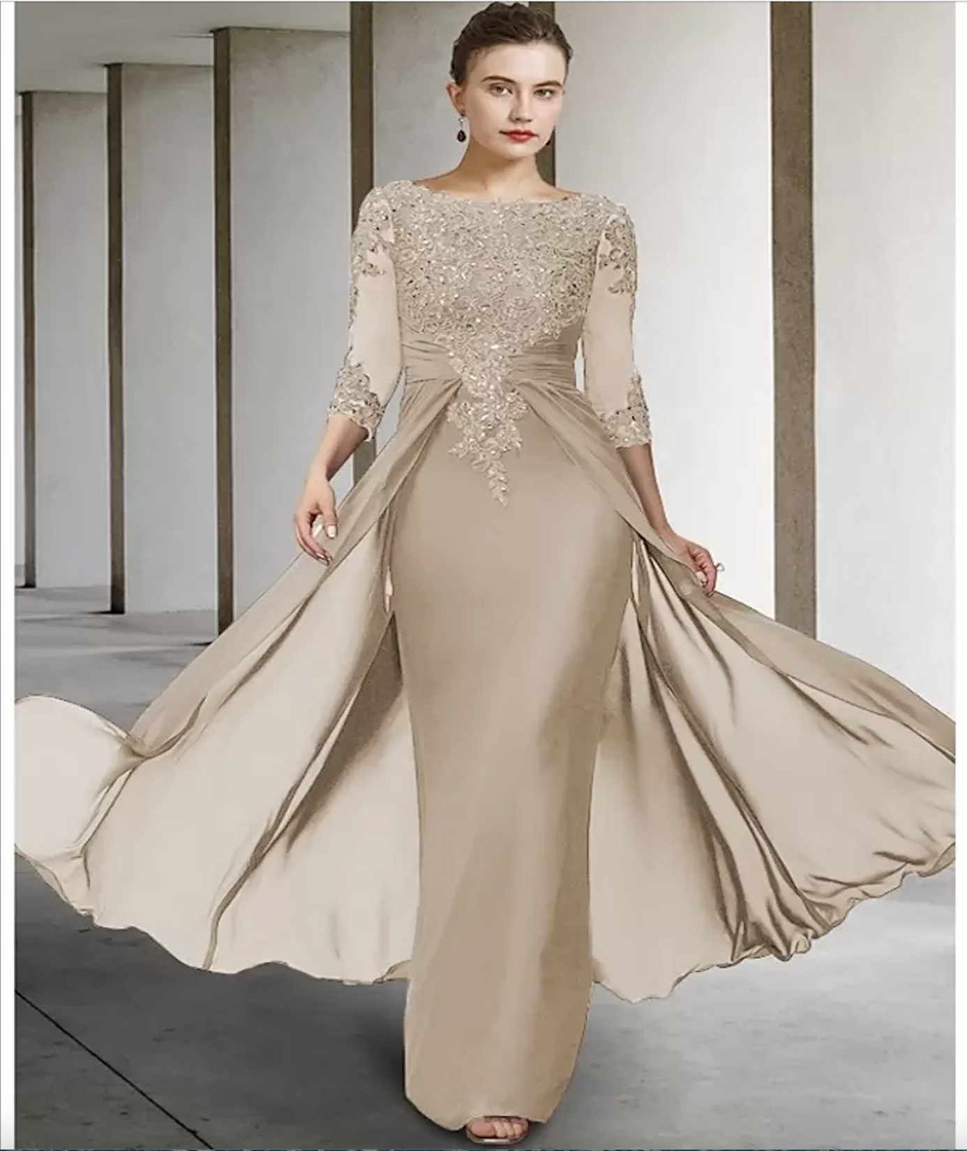 2023 Lila Vintage Lila Mutter der Braut Kleid Juwel Pailletten Applikationen Ärmel Patin Hochzeit Party Kleider