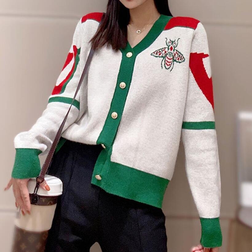 Women's Sweaters New Color Matching Green Cardigan Buttons Women Sweater Casual V-neck Long Sleeve Top Button Loose Knitted Jacket