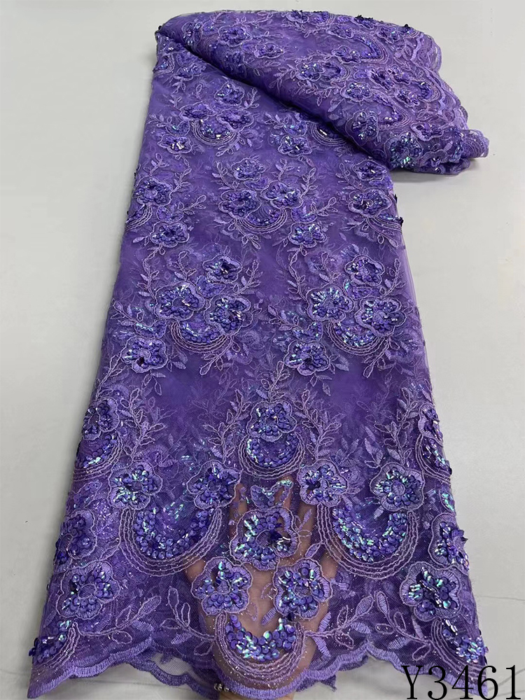 Franse tule borduurwerk kanten stof 2023 Hoogwaardige Nigeria Sequin African Mesh Fabric voor bruids trouwjurk naai Y3461