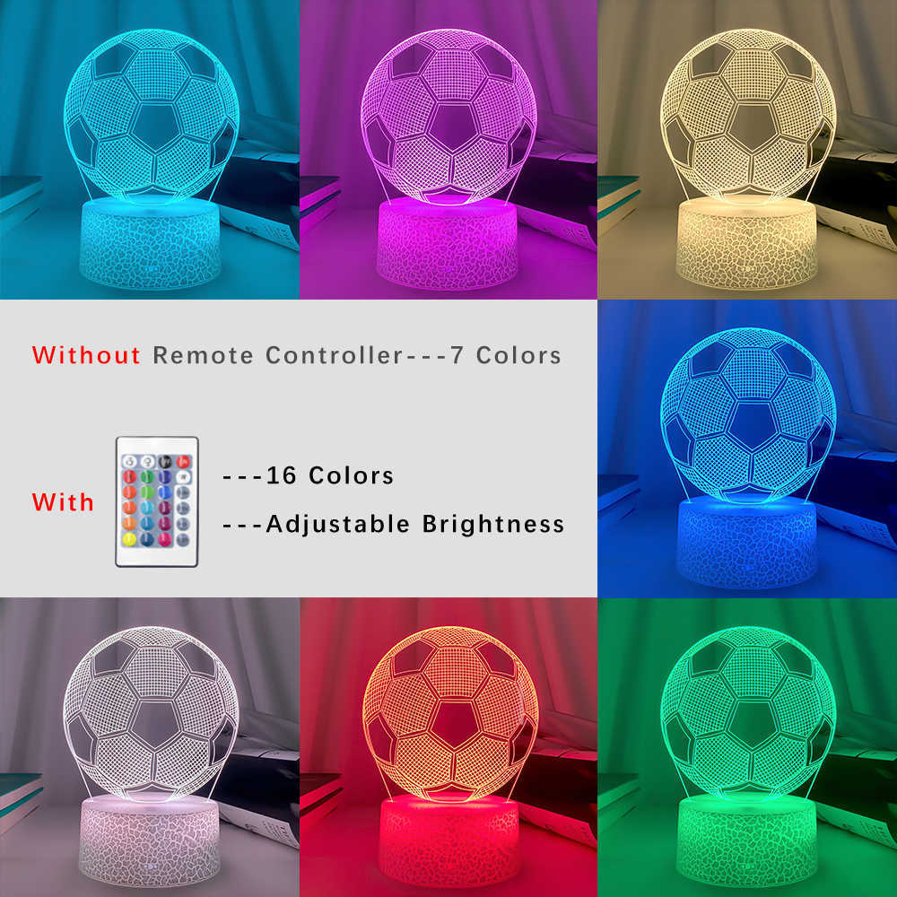 Night Lights 3D Illusion Child Night Light Ball Football Ball Touch Sensor Remote Nightlight للأطفال