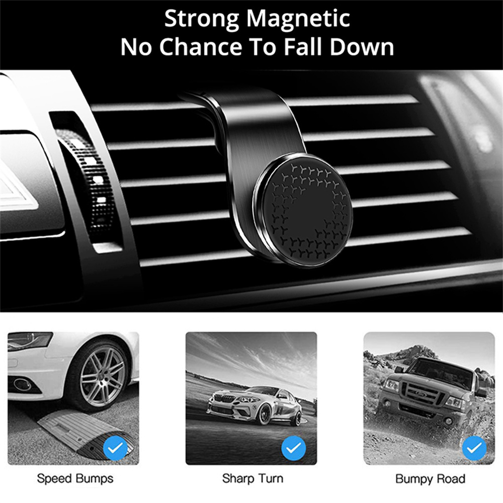 Universal Magnetic Auto Cell Phone Holder Car Phone Holder Air Vent Clip Mount Rotation Satnav GPS Support för justerbar mobiltelefonstativ i bilen