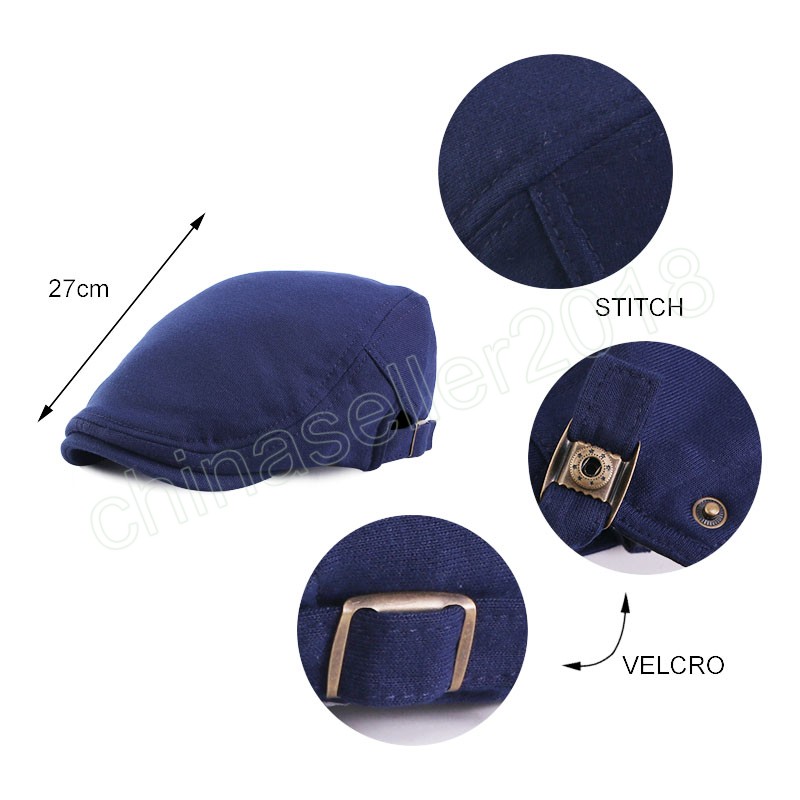 Lente zomer mode heren baret hoed katoen vaste kleur verstelbare casual retro baretten cap