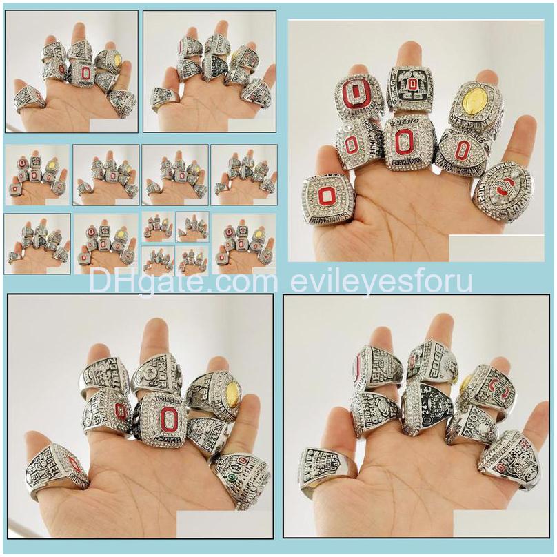 Cluster Rings 8st Ohio State Buckeyes National Championship Ring Set Solid Men Fan Brithday Gift Wholesale Drop Delivery Je Dhjwb