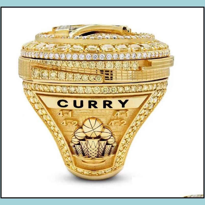 Bagues de bande Anneaux de cluster 2022 Curry Basketball Warriors Team Championnat Bague avec boîte d'affichage en bois Souvenir Hommes Fan Cadeau Bijoux Drop Delive DHDCP