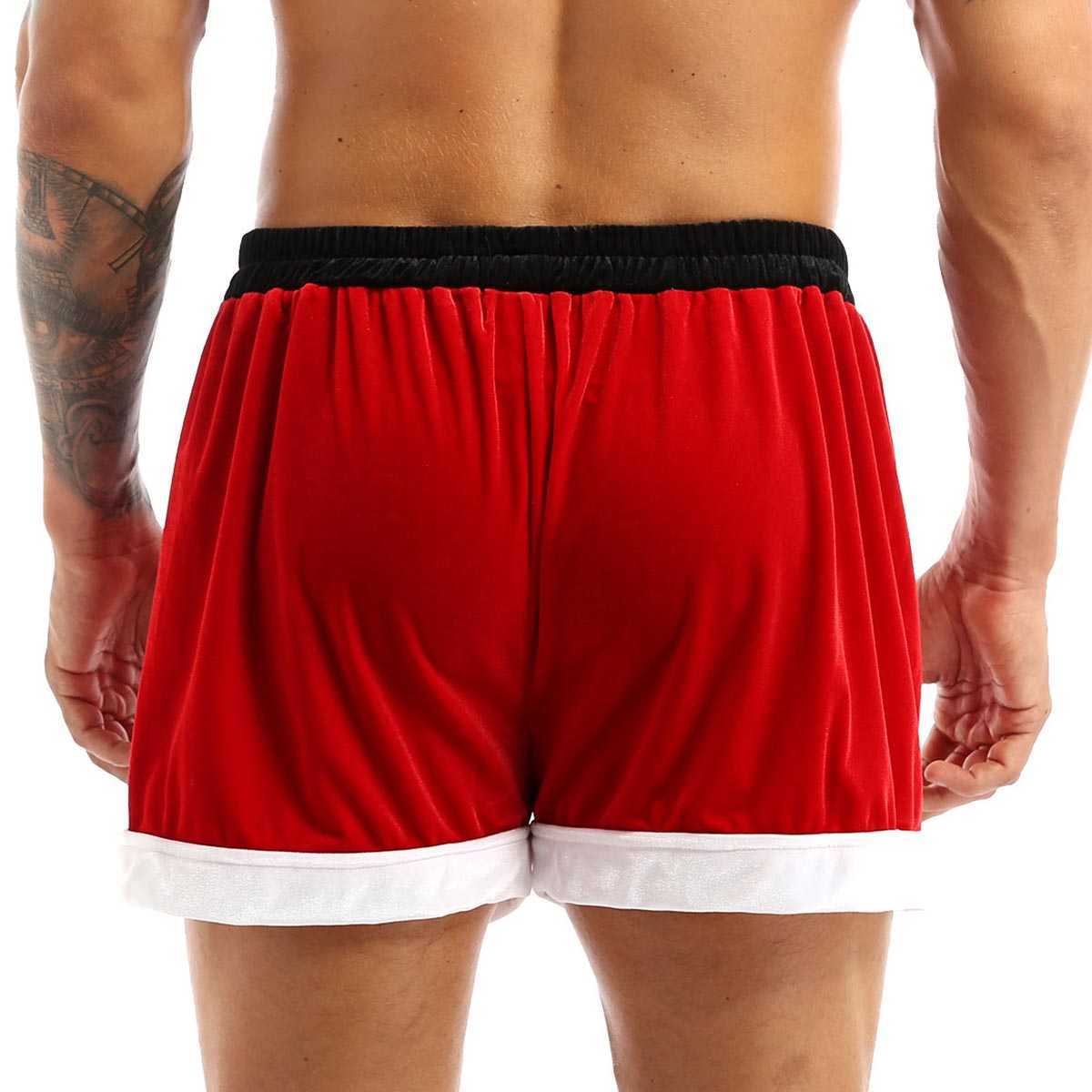 Pantalones cortos para hombre Pantalones cortos de fiesta de club nocturno de Navidad para hombre Pantalones cortos de bóxer con cintura elástica Espectáculo de rendimiento Año nuevo Clubwear Comes Trunks W0327