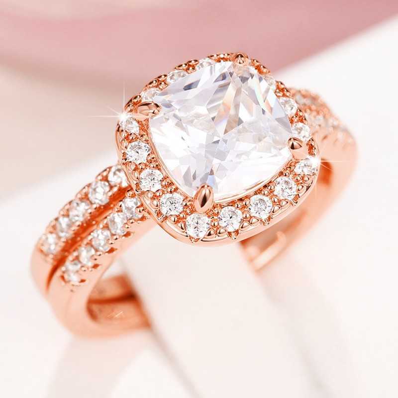 Band Rings Huitan Classic Design Set Rings for Women Engagement Wedding Accessories Elegant Cushion Shape Cubic Zircon Luxury Jewelry G230327