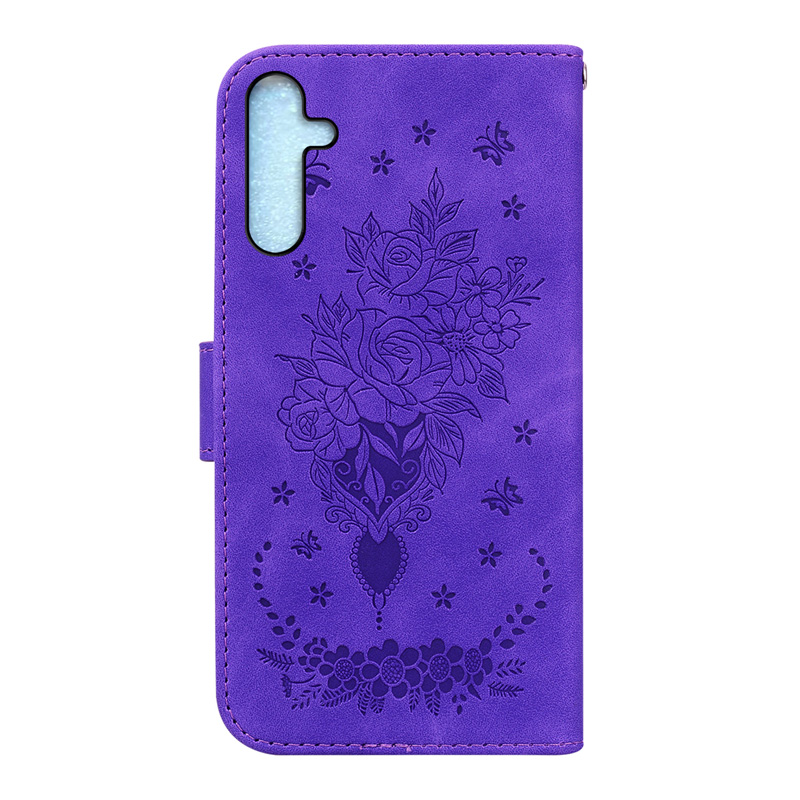 Custodie in pelle a portafoglio Samsung S23 plus S22 Ultra A24 A34 A54 A14 A23 A33 A53 A73 A13 5G iphone 14 pro Flower Butterfly Rose Slot schede ID Holder Stand Flip Cover Book