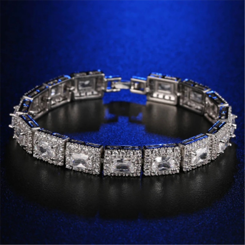 Pulseira de diamante de diamante para amantes da moda Bracelets de casamento de noivado de ouro branco para mulheres para mulheres presentes de jóias para festas