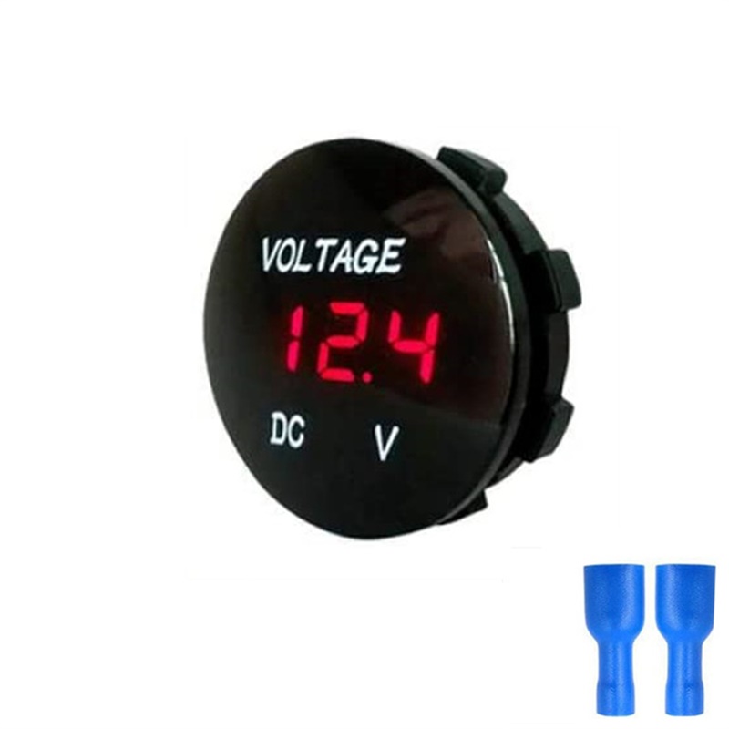 Mini okrągły wodoodporny motocykl motorówka miernik DC5V-48V Panel LED woltomierz cyfrowy Tester Monitor wyświetlacz woltomierz