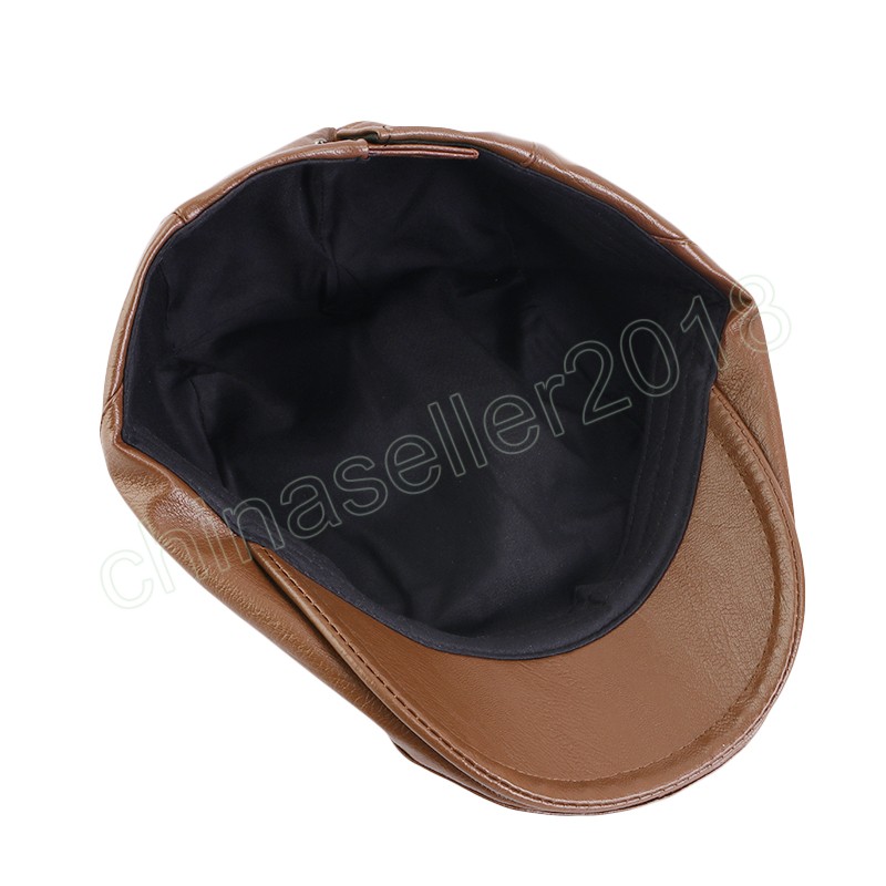 Men's outdoor leather hat Leather Beret Adjustable Hat Spring Summer Hats Plaid Beret Fashion Golf Beret Caps