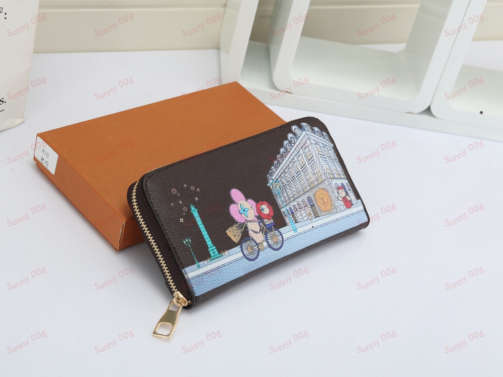 2-delige set lange portemonnee mode-clutch tas enkele ritssluiting portemonnee met meerdere niveaus ontwerper klassieke creditcardhouder billfold luxe bedrukt cartoonpatroon