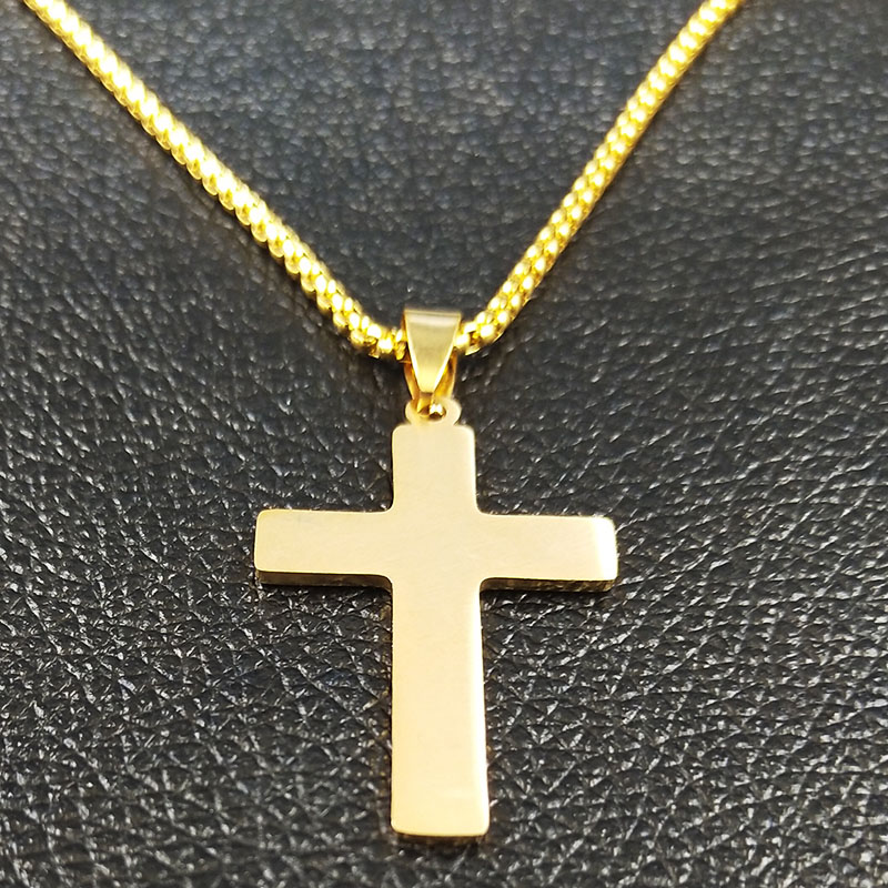 Long Jesus Cross Halsband för män smycken guldfärgkedja halsband smycken corrente maskulina