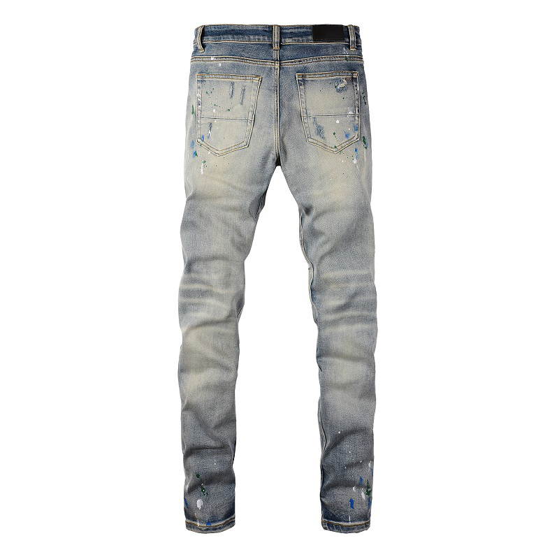 Men's Distressed Ripped Skinny Jeans Mens Jeans Slim Motorcycle Moto Biker Causal Mens Denim Pants Hip Hop Men Jeans126