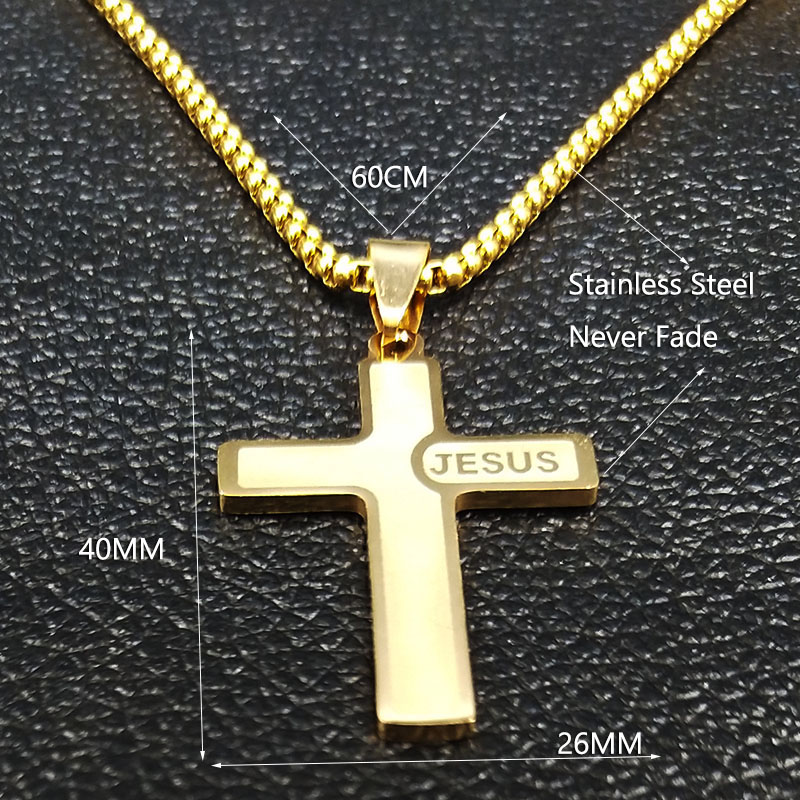 Long Jesus Cross Halsband för män smycken guldfärgkedja halsband smycken corrente maskulina