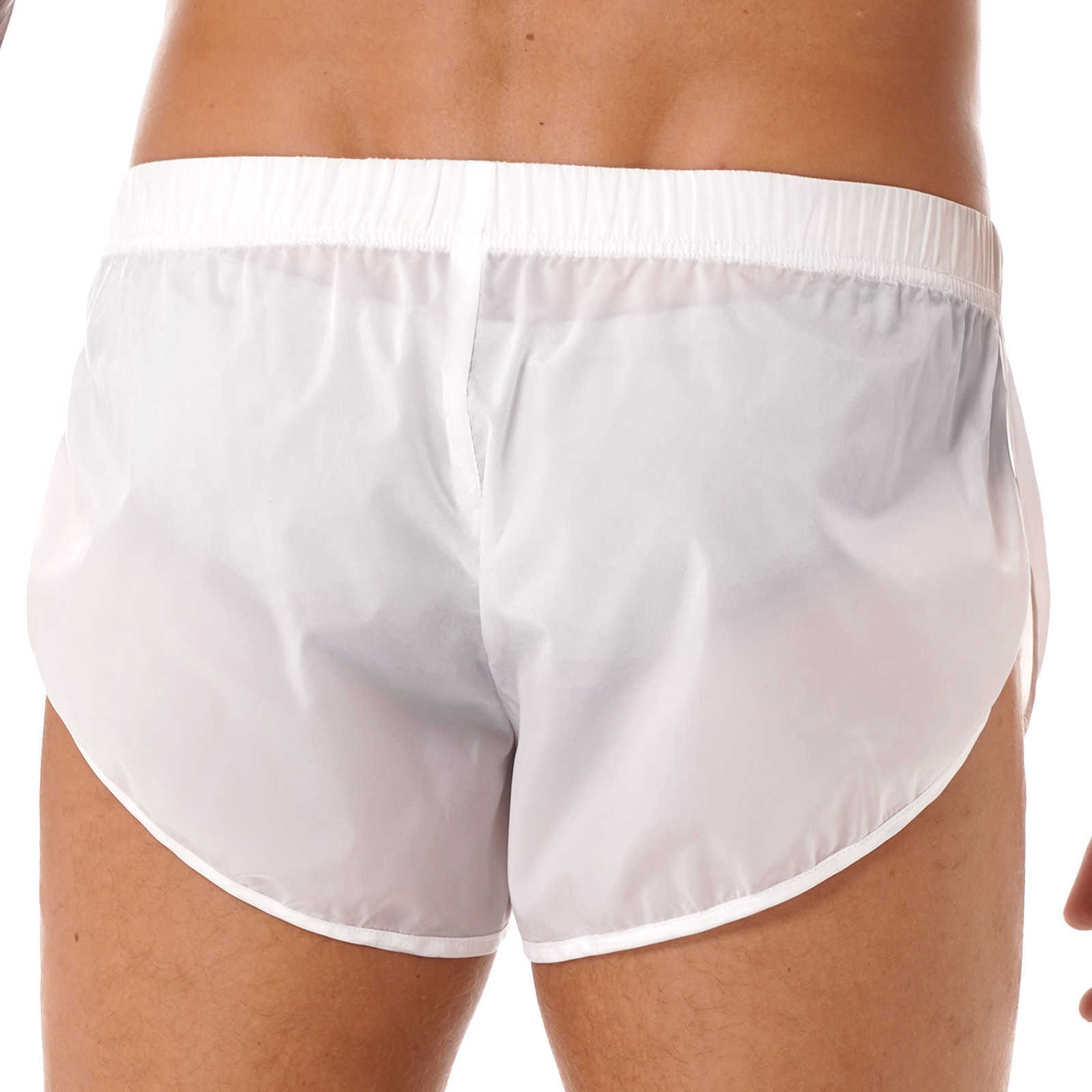 Men's Shorts Mens Swim Trunks Semi-Transparent Swimming Shorts Elastic Waistband Boxer Shorts Quick Dry Casual Man Shorts Beachwear Swimwear W0327